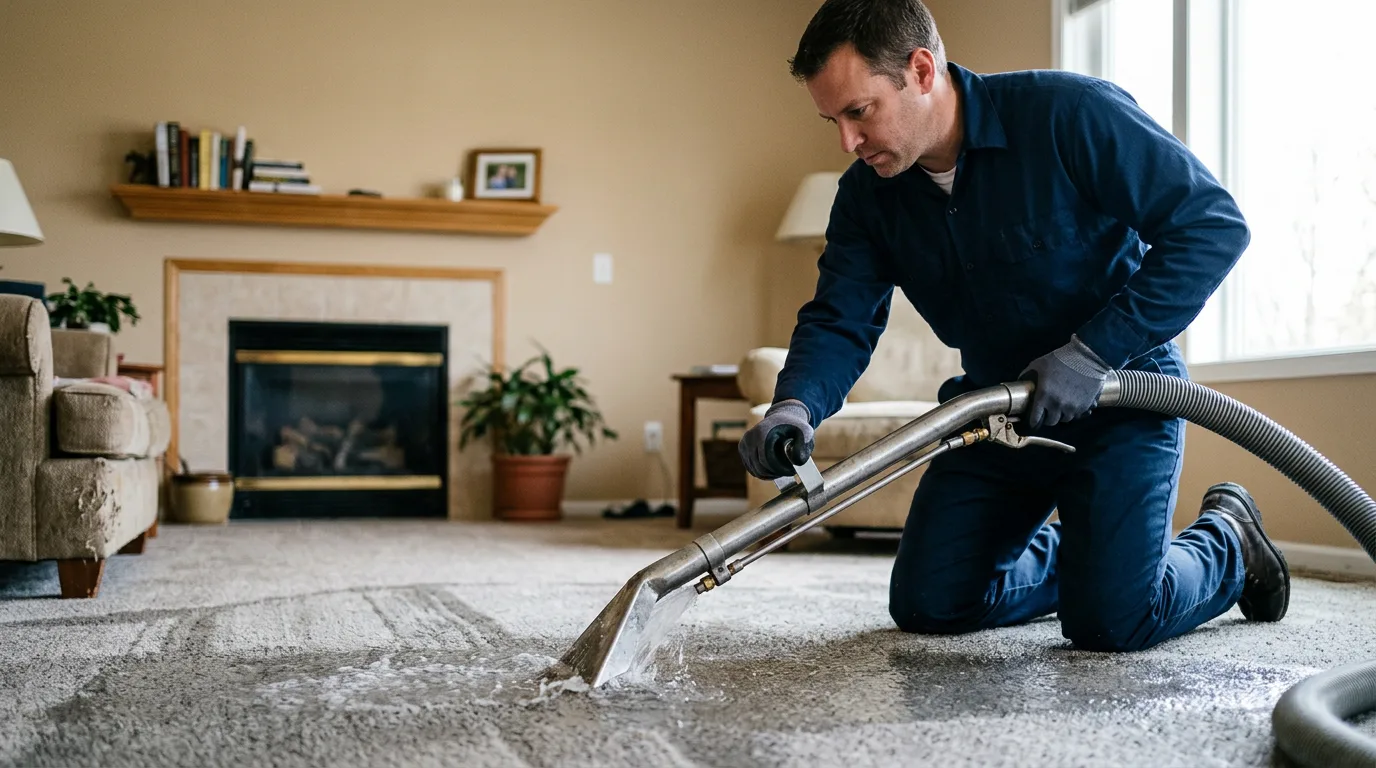Water damage restoration technician working near Klemme, IA